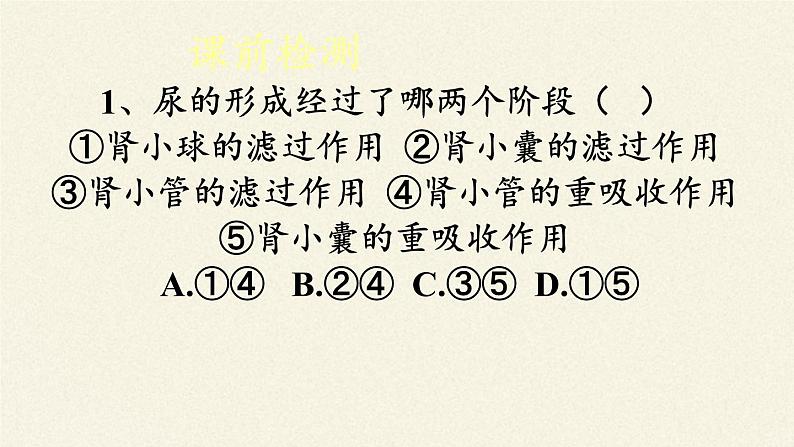 北师大版生物七年级下册 第11章 第2节 尿的形成与排出(16)（课件）第3页