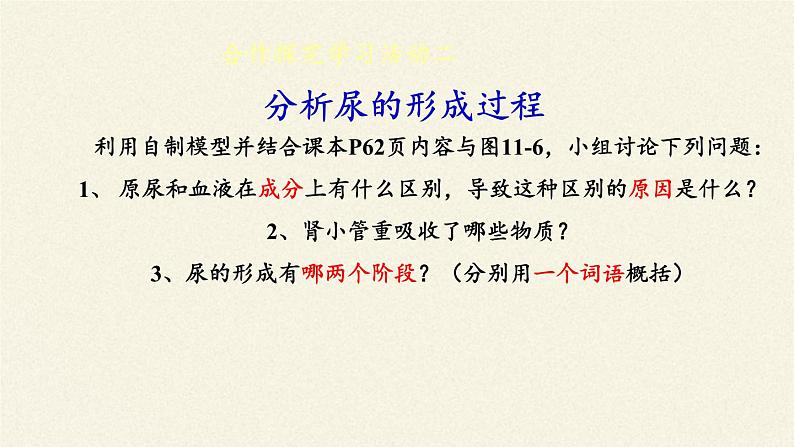 北师大版生物七年级下册 第11章 第2节 尿的形成与排出(16)（课件）第7页