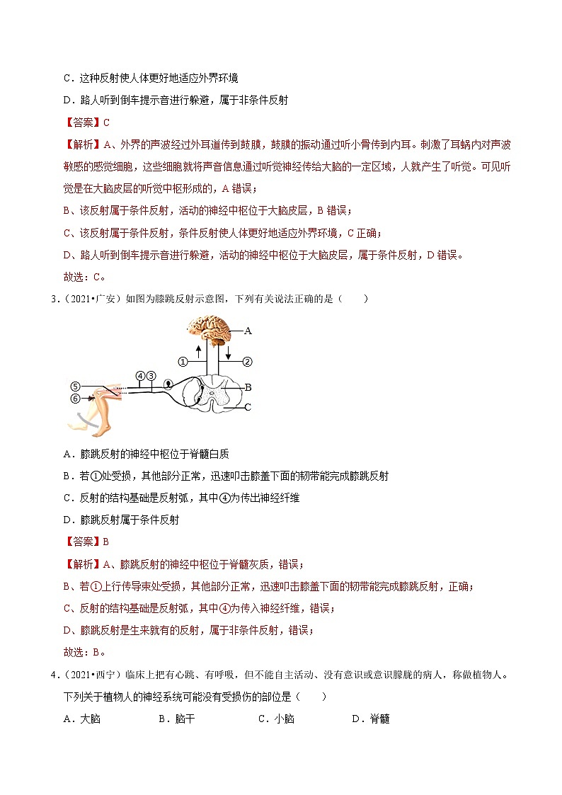 考点23 神经系统的组成和神经调节的基本方式- 《三步冲刺中考 生物》之第1步小题夯基础第2页