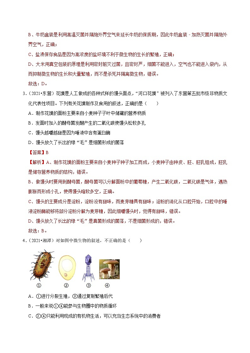 考点28 细菌、真菌和病毒- 《三步冲刺中考 生物》之第1步小题夯基础第2页