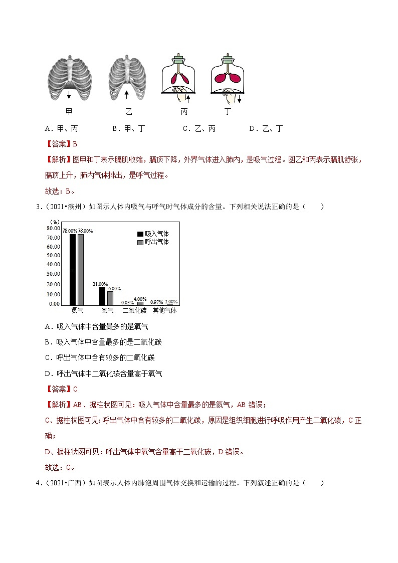 考点19 人体的呼吸- 《三步冲刺中考 生物》之第1步小题夯基础第2页
