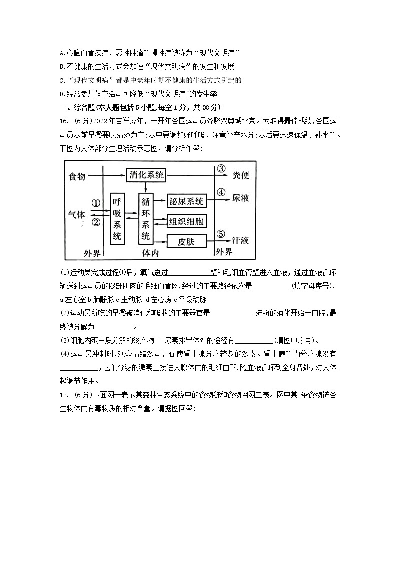2022年广西北部湾经济区初中学业水平考试模拟（一模）生物试题（一）03