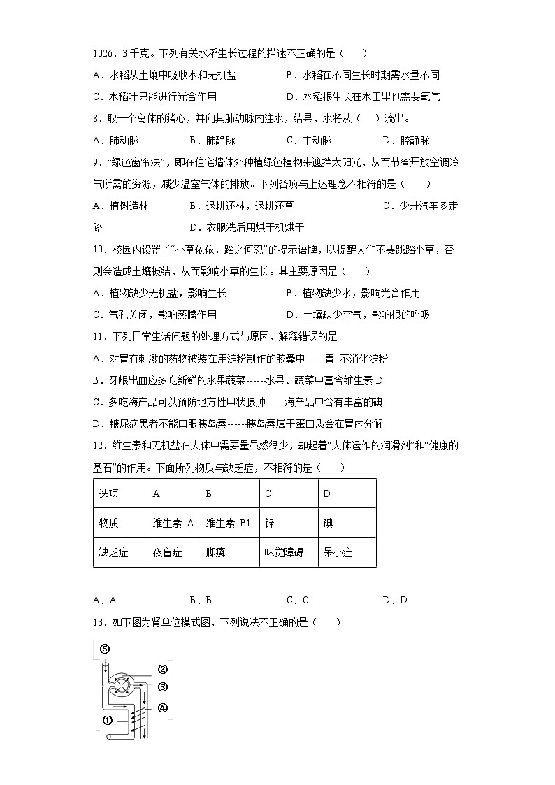 2022年广东省湛江市遂溪县中考一模生物试题(word版含答案)02