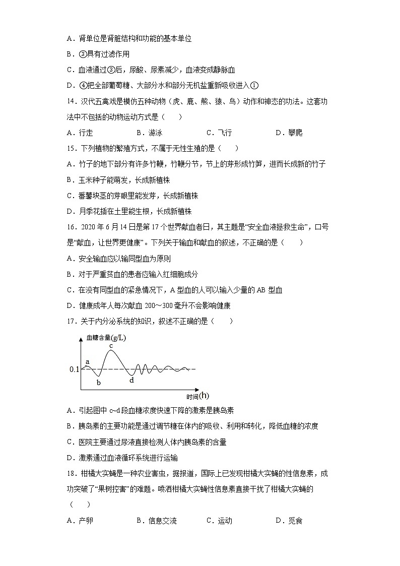 2022年广东省湛江市遂溪县中考一模生物试题(word版含答案)03