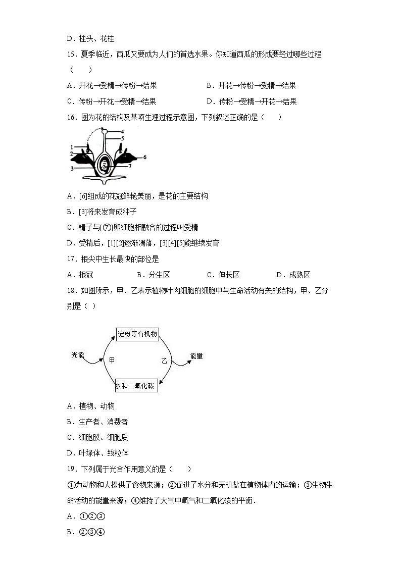 安徽省滁州市全椒县2021-2022学年七年级上学期期末生物试题(word版含答案)03