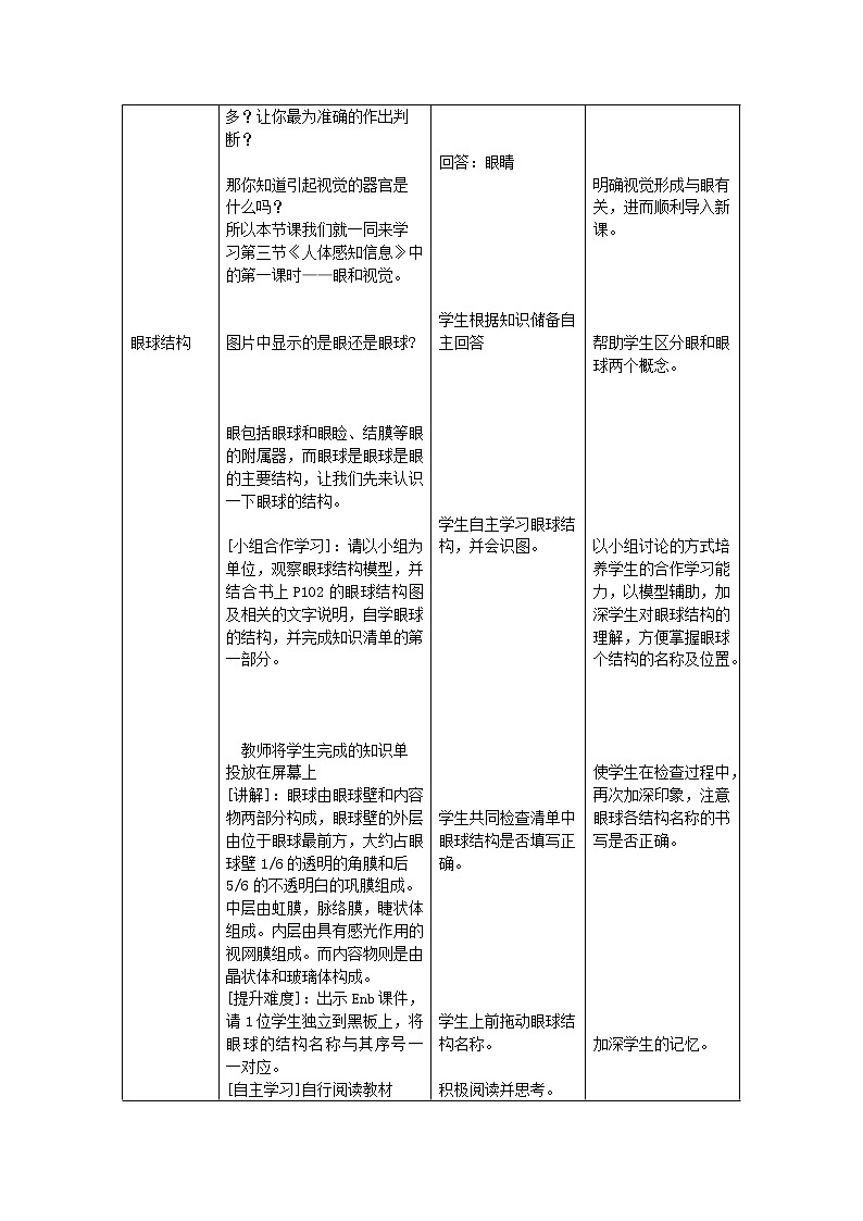 苏教版生物七年级下册 第十二章 第三节 人体感知信息(3)（教案）02