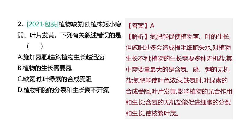 2022年江苏中考生物二轮复习课件：专题提升01　植物的生理活动第4页