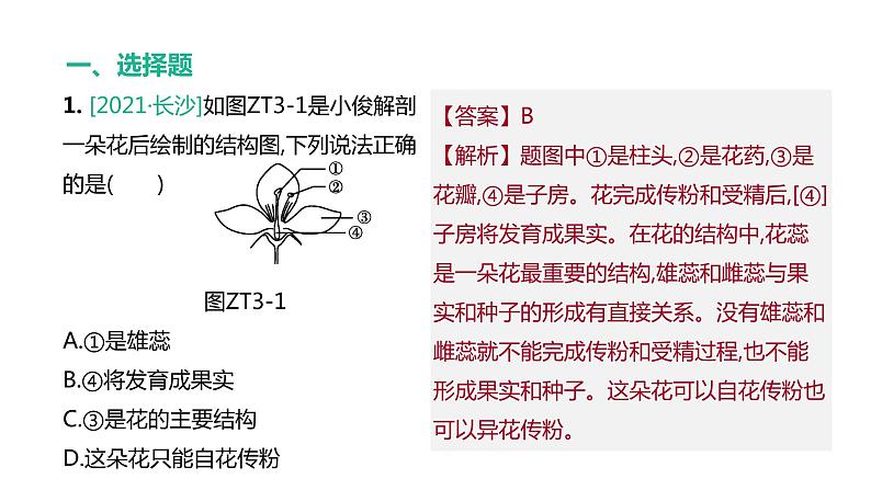 2022年江苏中考生物二轮复习课件：专题提升03生物的生殖、发育与遗传、变异02