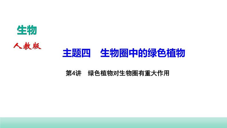 2022年中考生物二轮复习考点讲练主题四生物圈中的绿色植物第4讲绿色植物对生物圈有重大作用课件（福建专用）01