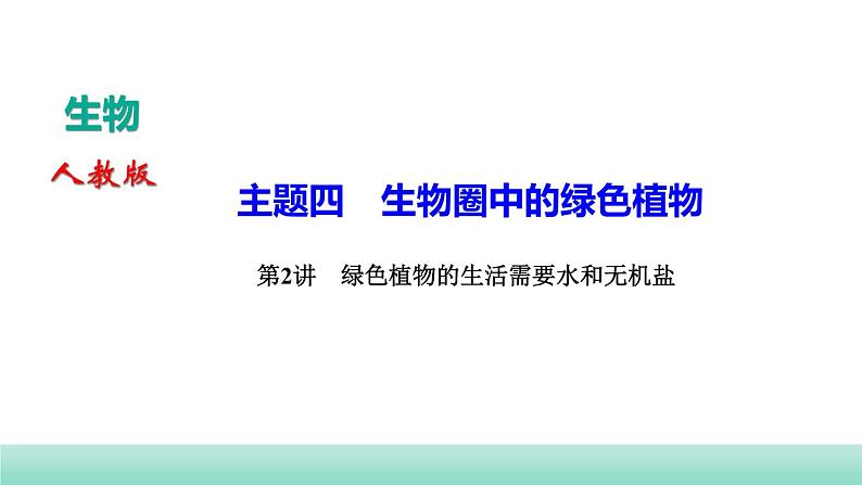 2022年中考生物二轮复习考点讲练主题四生物圈中的绿色植物第2讲绿色植物的生活需要水和无机盐课件（福建专用）01