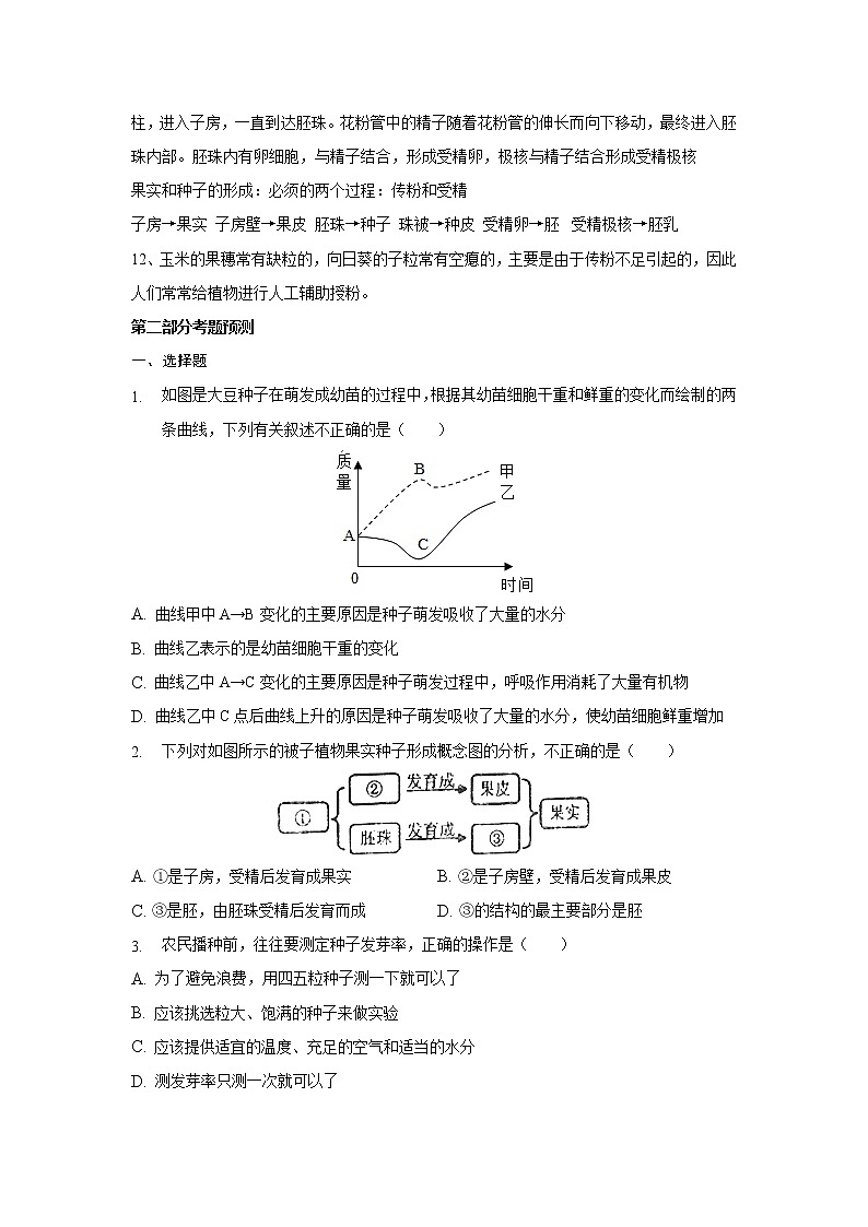 2022中考生物三轮复习考前预测---绿色植物的一生第3页