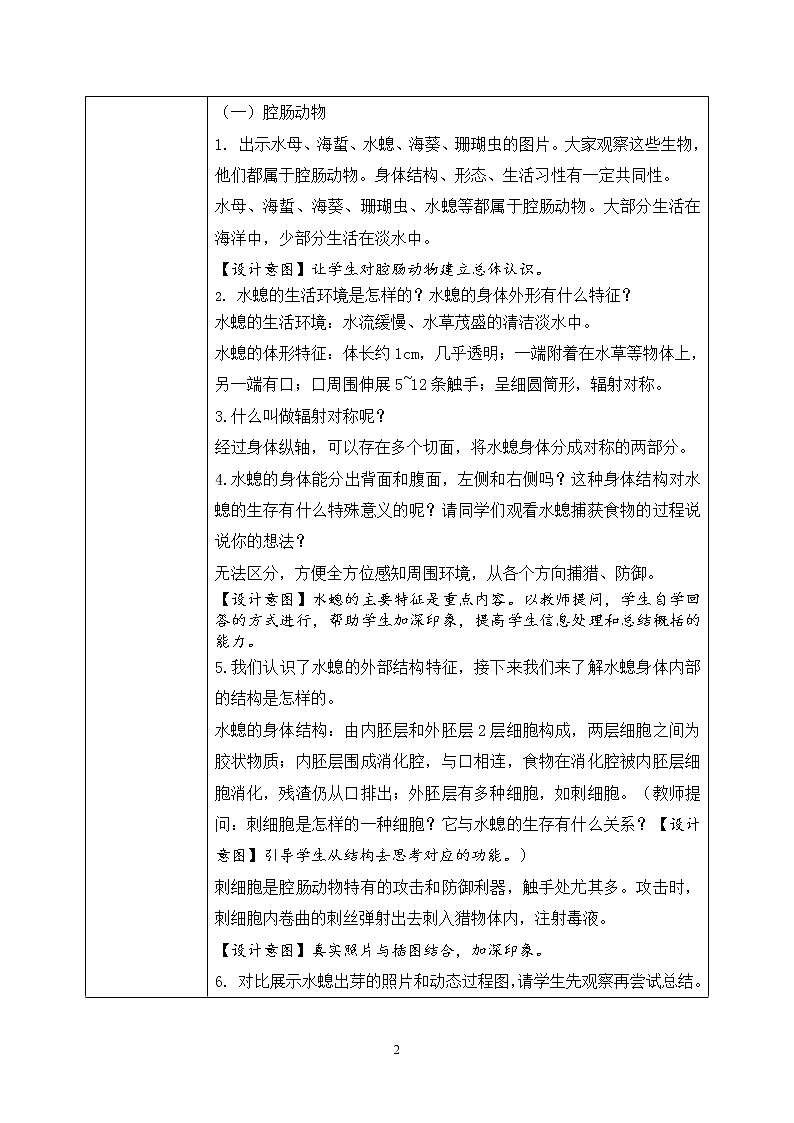 第一章第一节《腔肠动物和扁形动物》课件+教案02