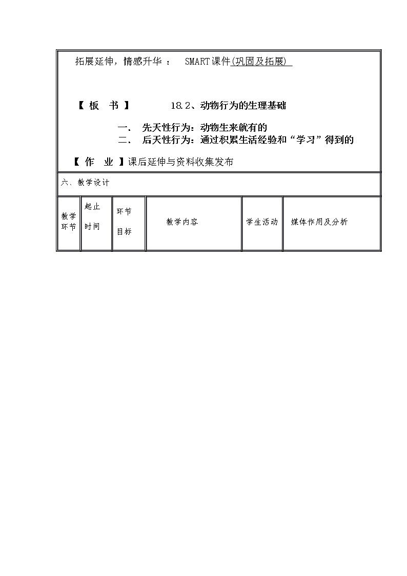 苏教版八年级生物上册 18.2 动物行为的生理基础(2) 教案03