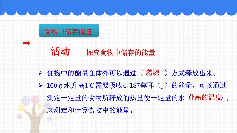 北师大版生物七年级下册第十章《人体的能量供应》3.1 食物中能量的释放  PPT教学课件06