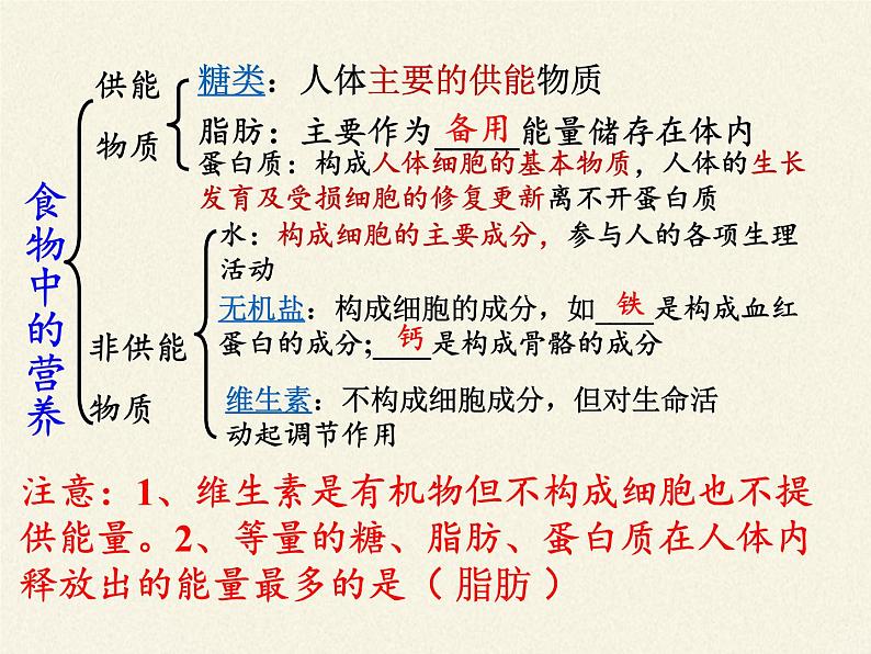 苏教版生物七年级下册 第九章 第一节 人体需要的主要营养物质（课件）第4页