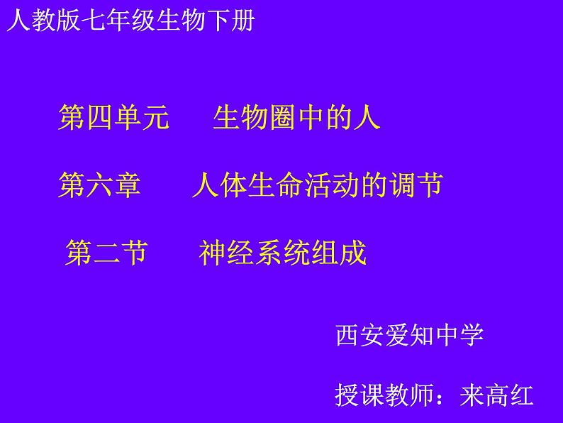 初中生物人教版七年级下册 第二节神经系统的组成 1 课件01