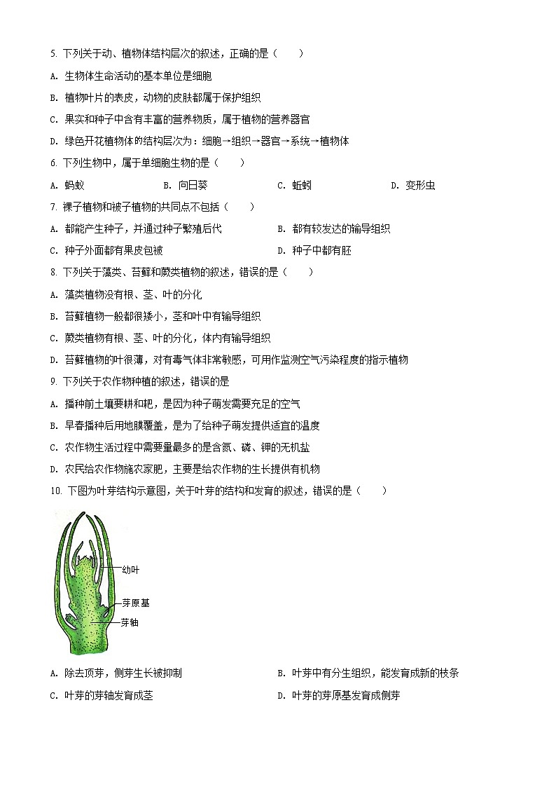 精品解析：2022年云南省文山州砚山县中考一模（解析版+原卷板）02