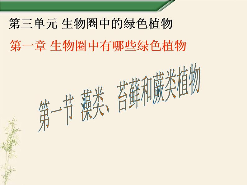 3.1.1藻类、苔藓和蕨类植物课件PPT第1页