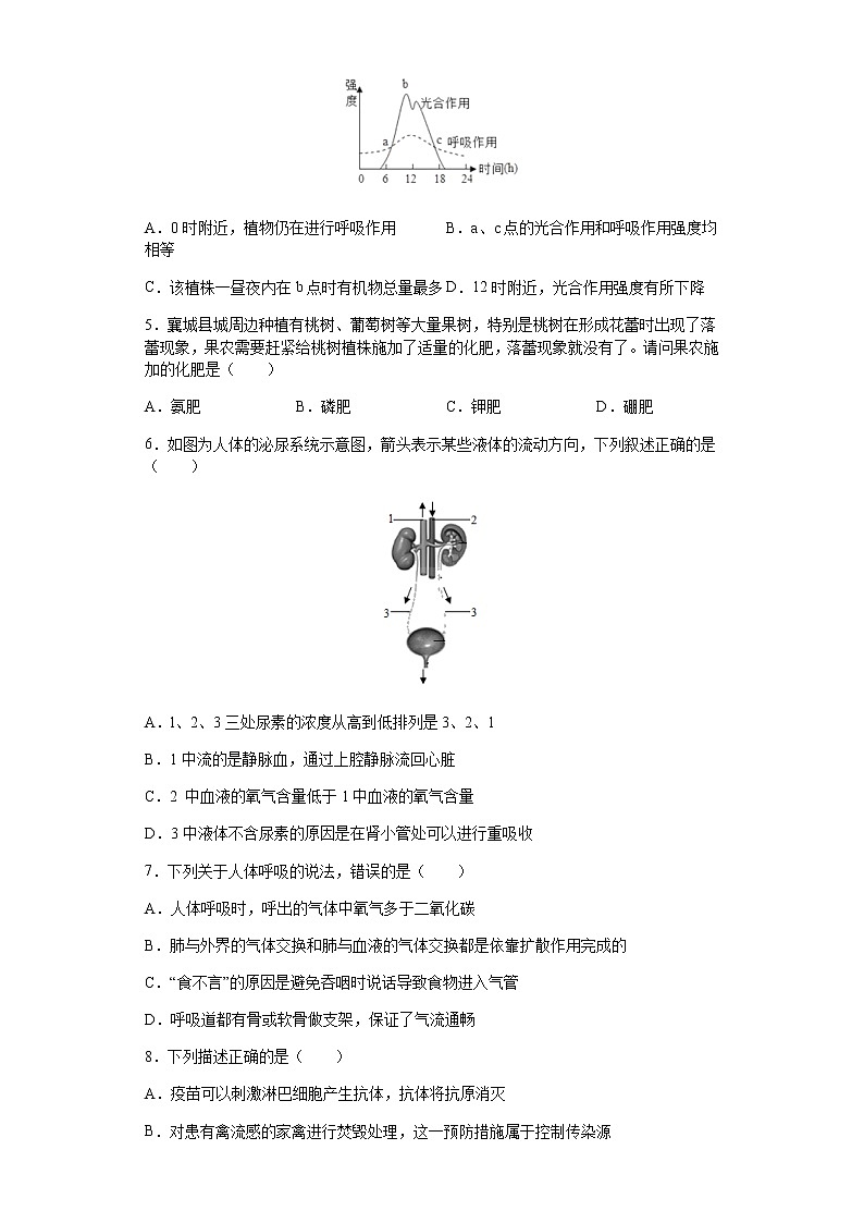 2021年湖南省湘潭市初中学业水平考试（生地会考）第三次模拟试卷（生物）02