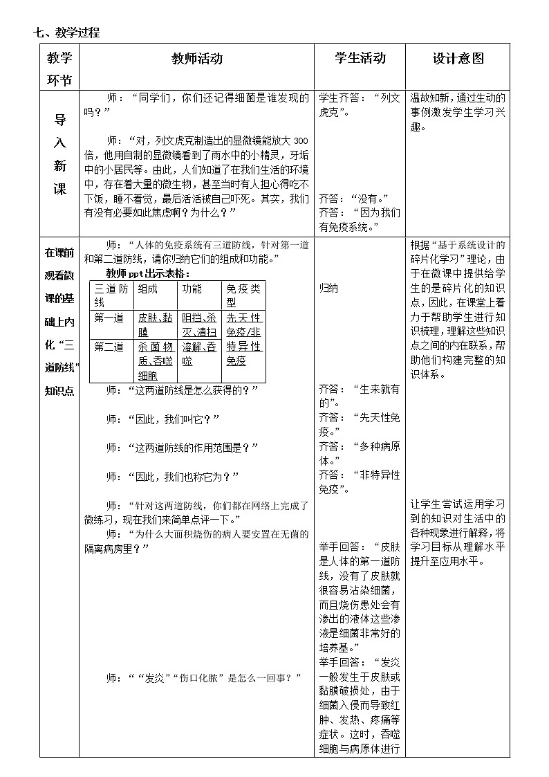 2022年人教版八年级生物下册第8单元第1章第2节免疫与计划免疫教案 (5)03
