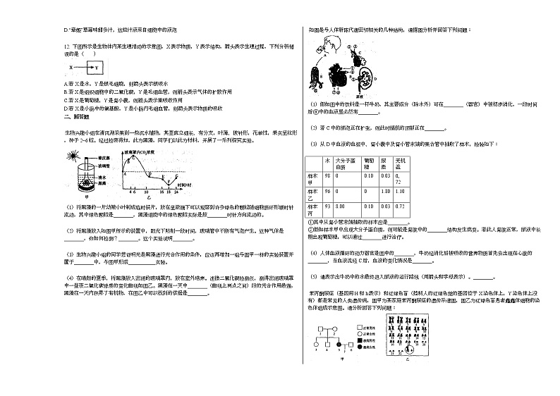 2020-2021学年内蒙古自治区巴彦淖尔市某校初二（下）期中考试生物试卷人教版02