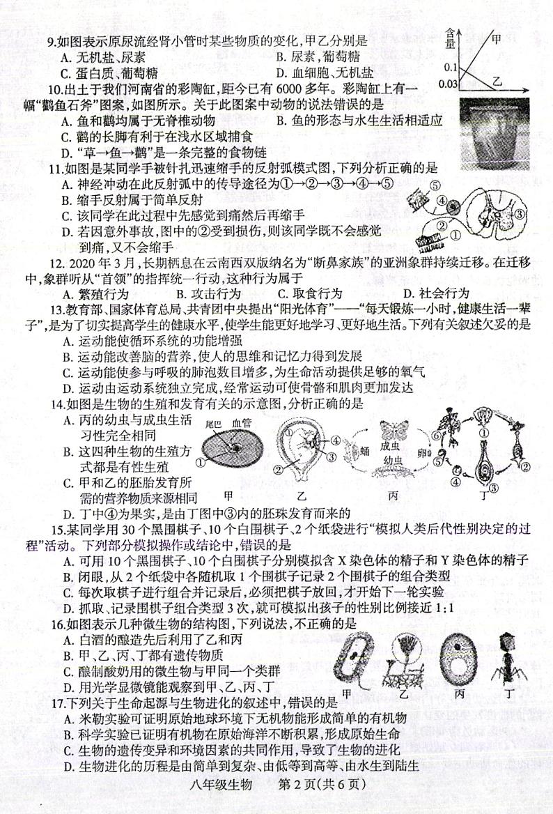 2022年河南省焦作市中考一模生物试题及答案02