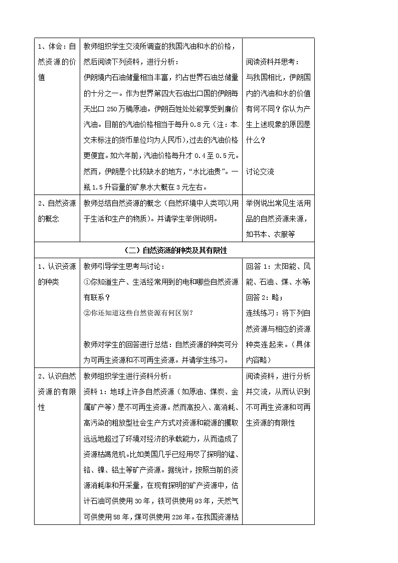 苏科版八下生物  26.3自然资源的可持续利用  教案第3页