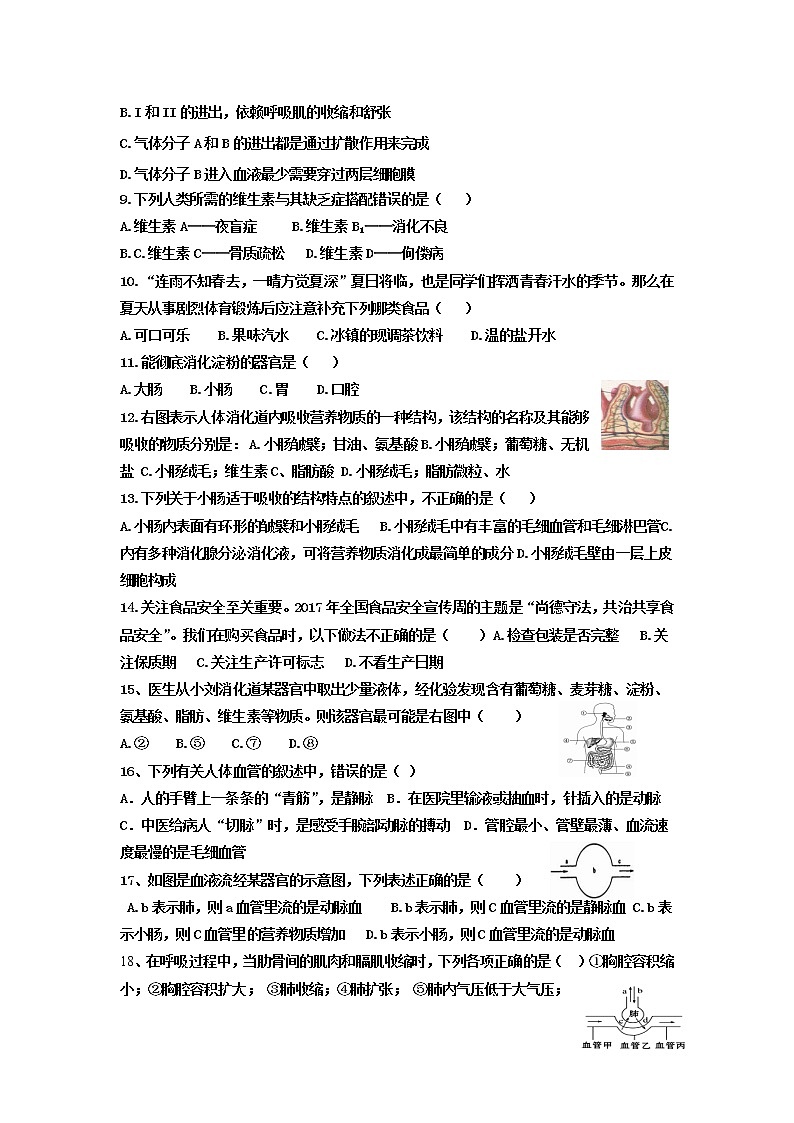 湖南省株洲市天元区农村三校2021-2022学年七年级下学期期中生物试题附答案02