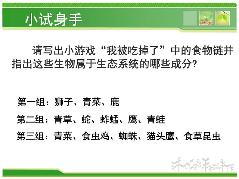 冀教版八下生物 7.2.2食物链和食物网 课件第6页