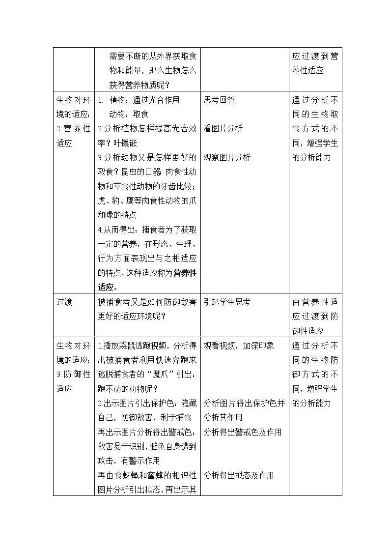 北京版8下生物 14.2生物对环境的适应和影响  教案02