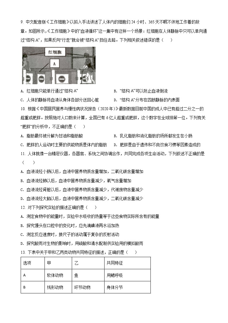 2022年湖南省益阳市郝山区中考一模生物试题第3页