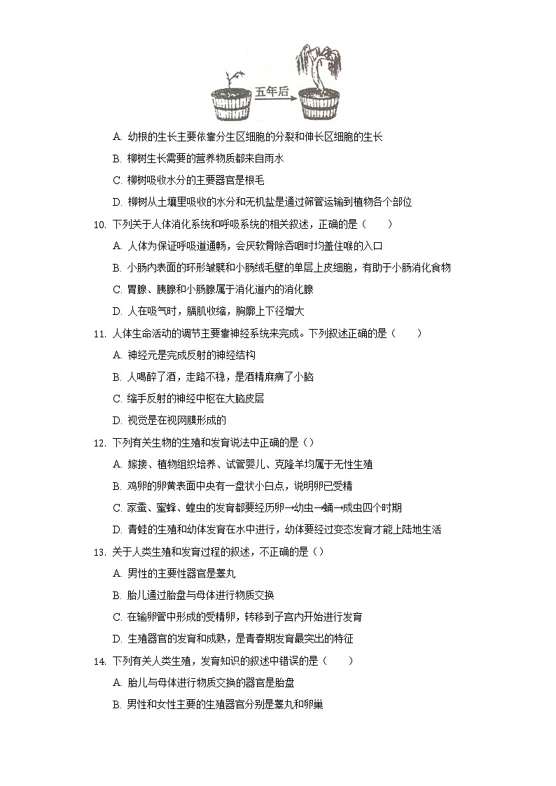 山东省济宁市汶上县南站中学2021-2022学年八年级下学期期中生物试题（有答案）第3页