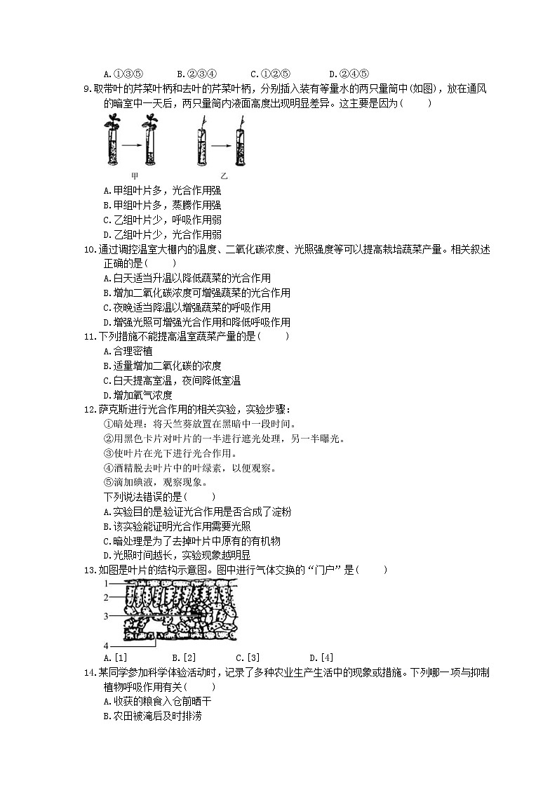 中考生物二轮专题复习《绿色植物的三大生理作用》（含答案）第3页