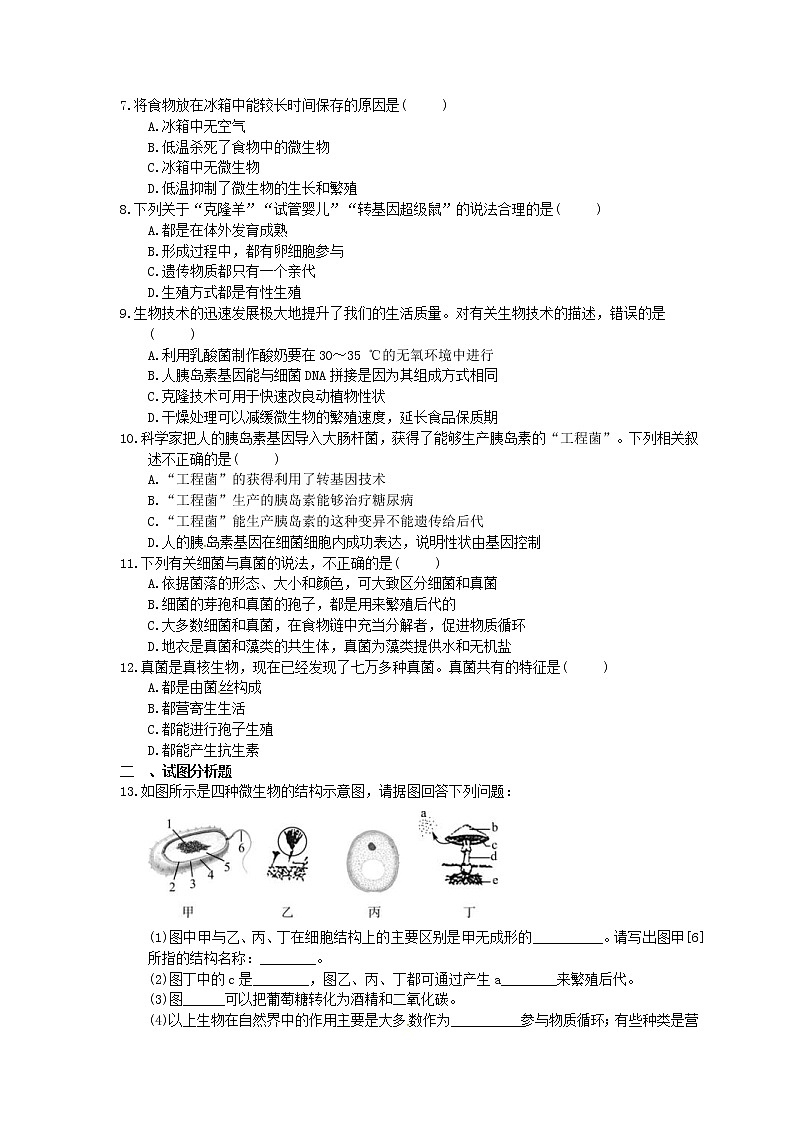 中考生物二轮专题复习《微生物与生物技术》（含答案）02