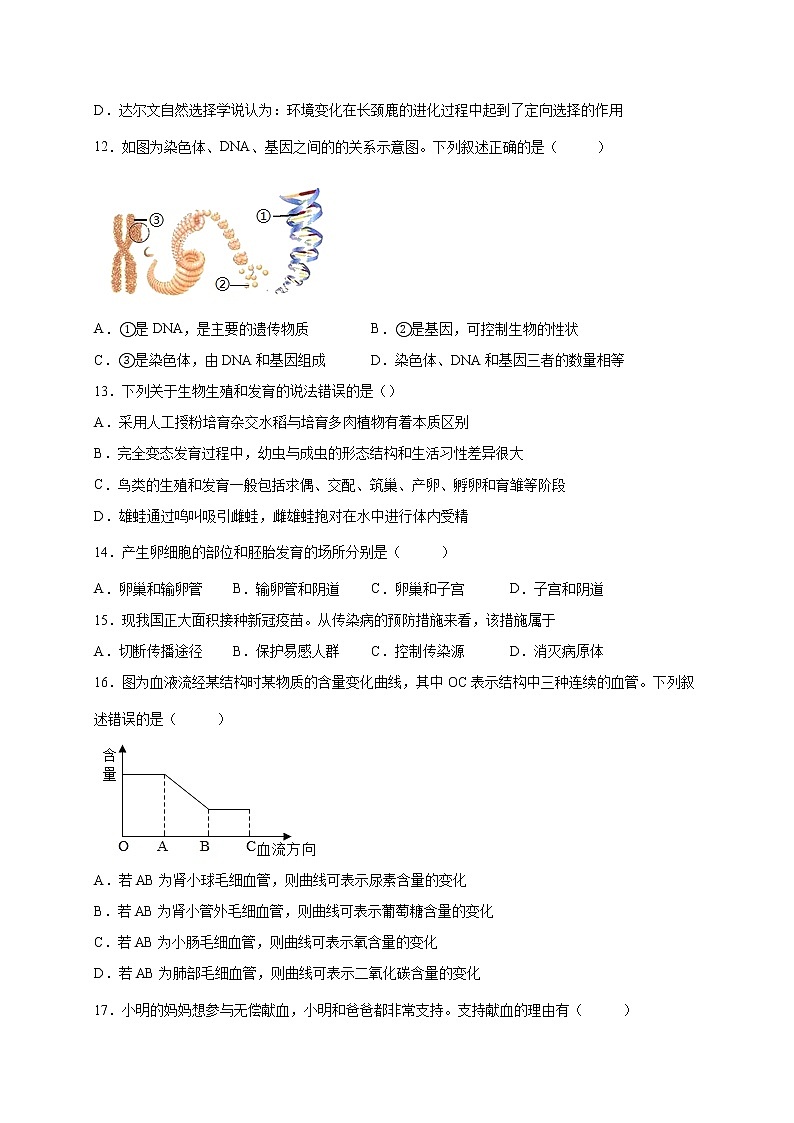 2022年四川省成都市八年级中考生物模拟试题（一）03