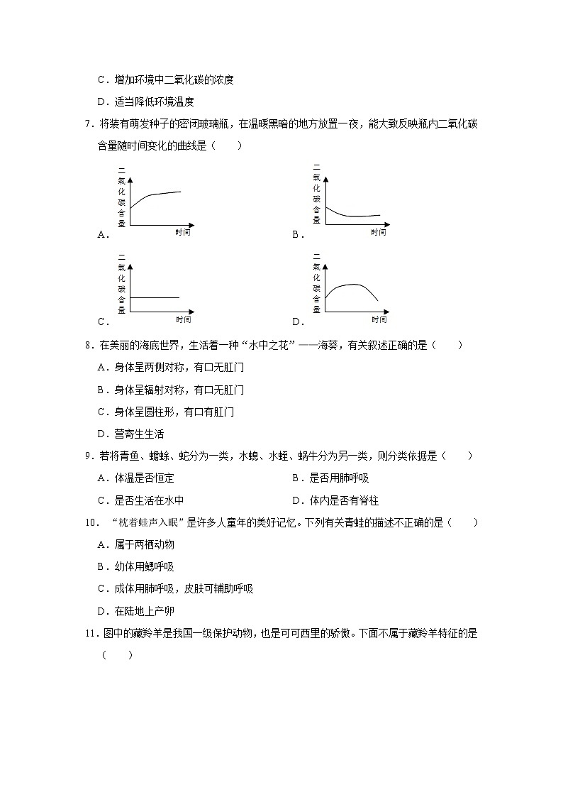 广东省佛山市南海区桂城街道文翰中学2021-2022学年八年级下学期期中生物试卷(word版含答案)02