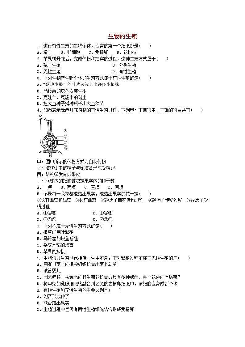 《植物的生殖》练习题第1页