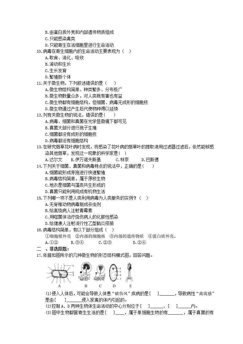 中考生物一轮复习课时练习《病毒》（含答案）第2页