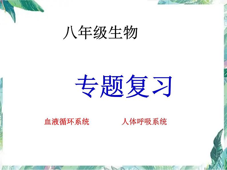 八年级生物 专题复习 血液循环系统 人体呼吸系统 复习课件PPT第1页