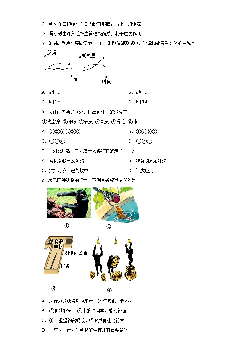 2022年山东省枣庄市台儿庄区中考一模生物试题(word版含答案)02