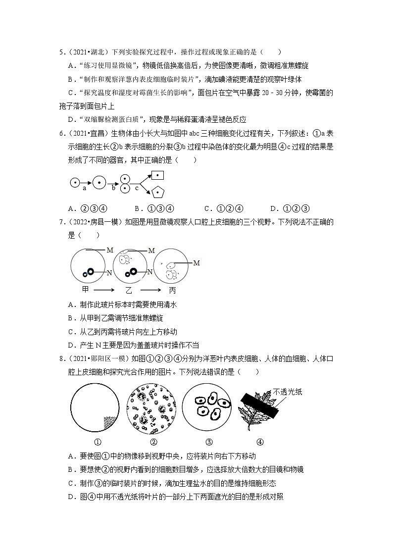 2022年湖北省中考生物二轮专题练1-生命体的结构层次02