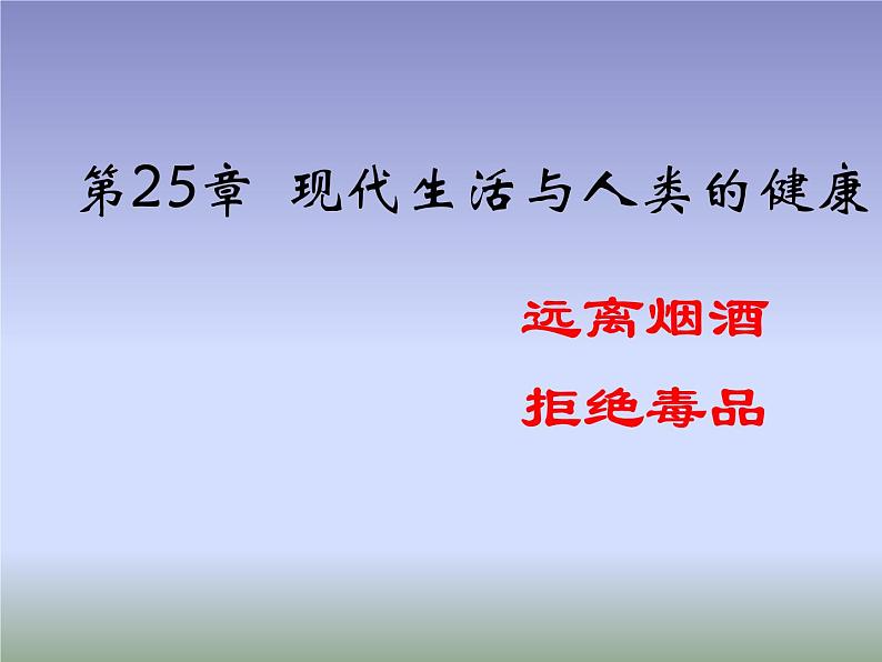 苏科版八年级下册生物 25.3远离烟酒 拒绝毒品 课件01