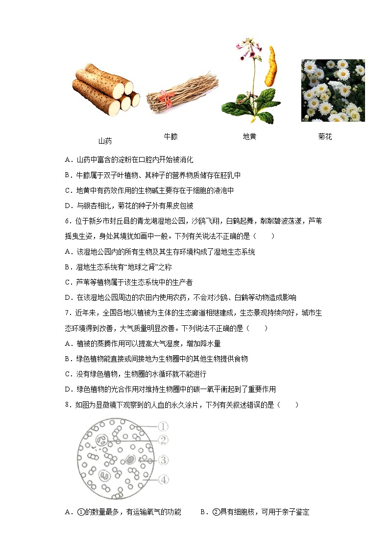 2022年河南省南阳市淅川县中考一模生物试题(word版含答案)02