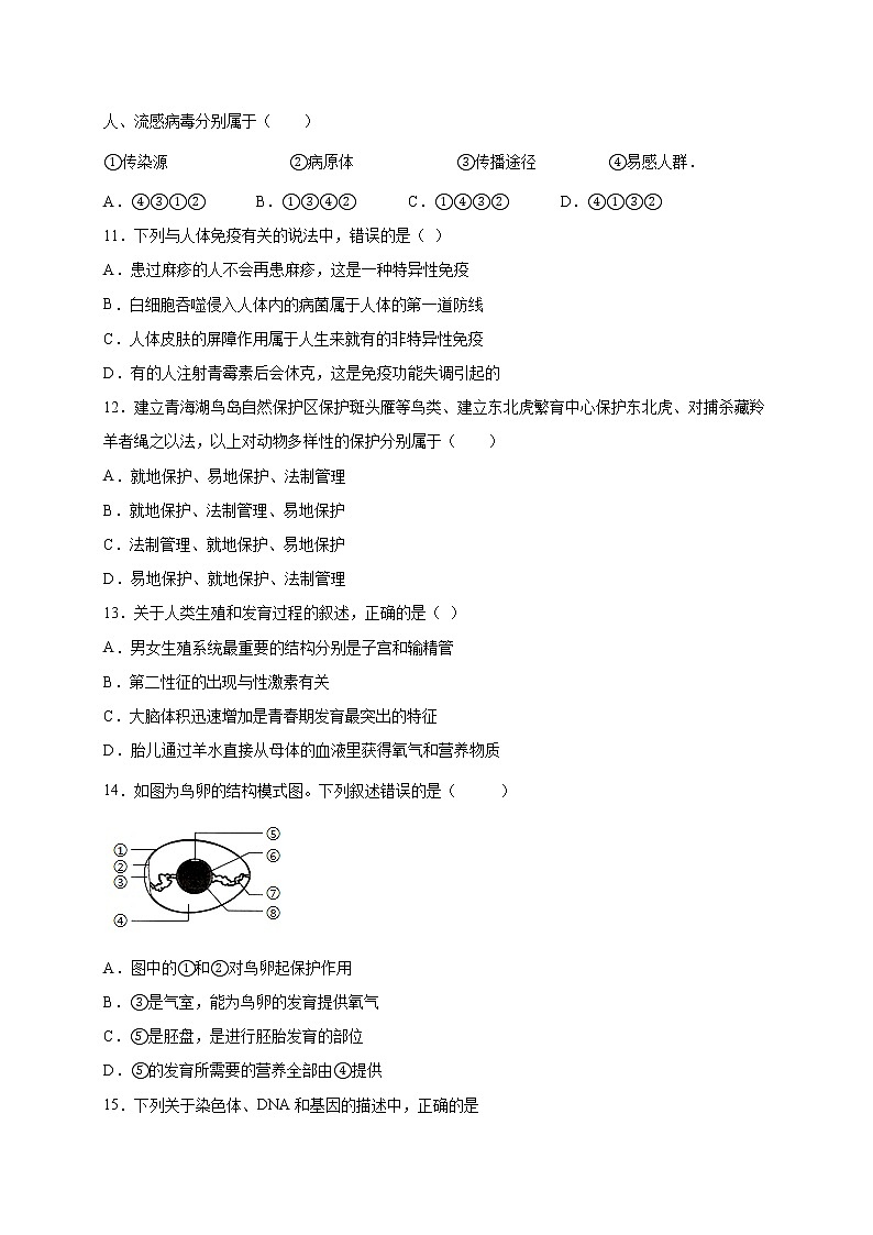 2022年四川省成都市中考模拟考试二生物试题(word版含答案)第3页