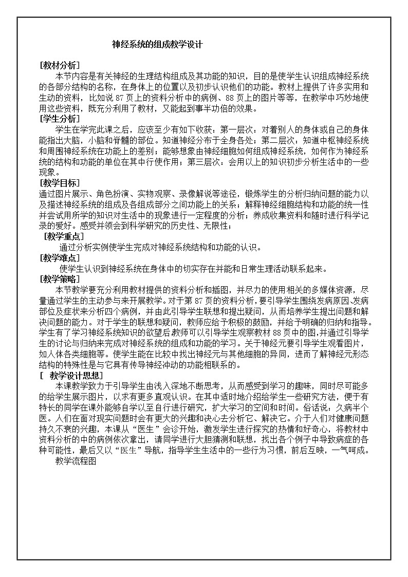 北京版7下生物 8.1神经系统的组成  教案01