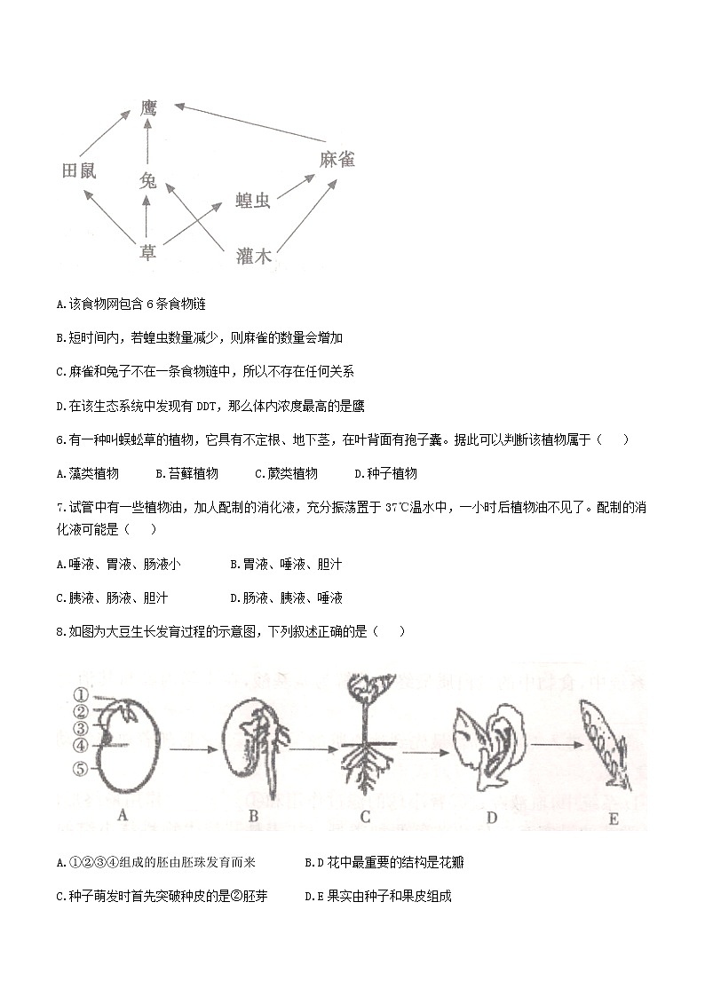 2022年河南省驻马店市八年级学业质量监测（期中）生物试题(word版含答案)02
