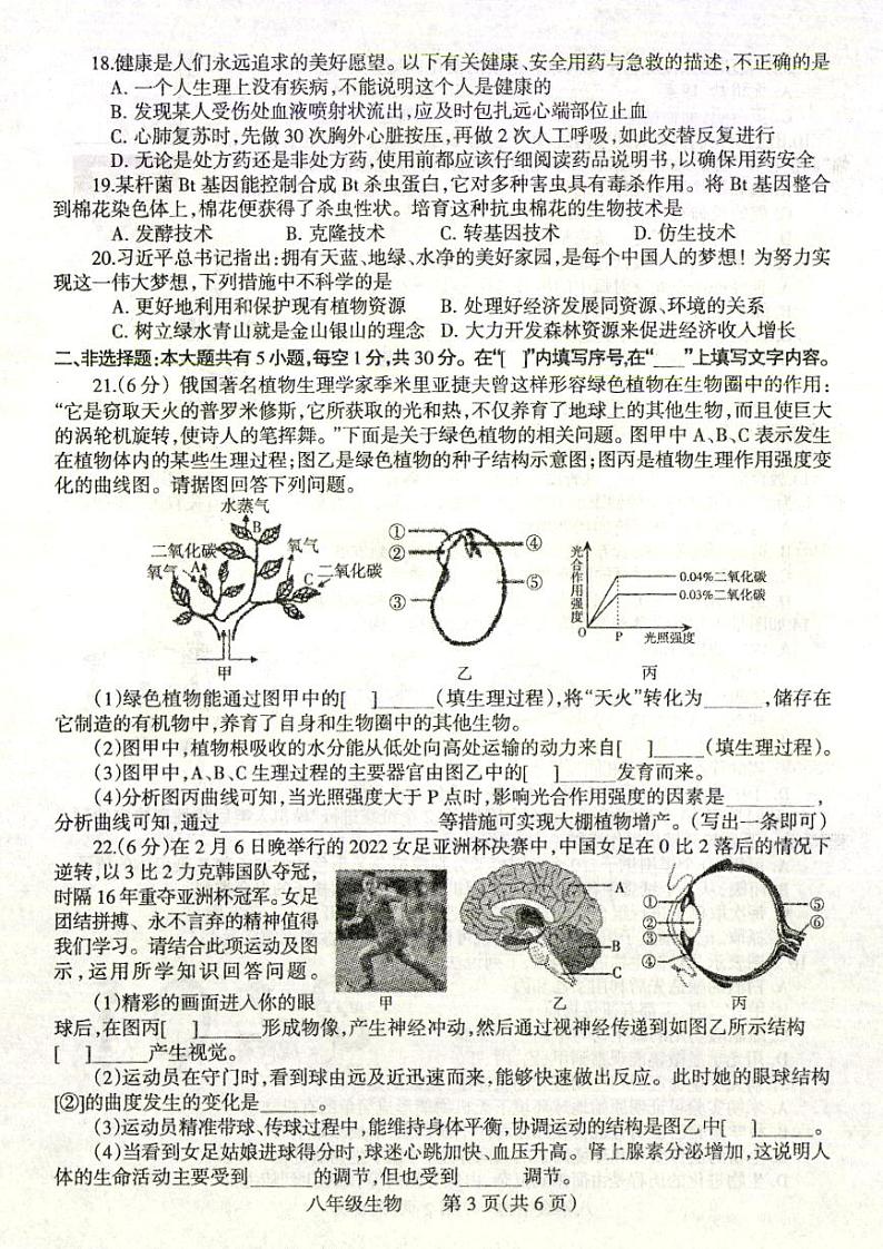 2022河南省焦作市一模完整版生物有答案练习题03