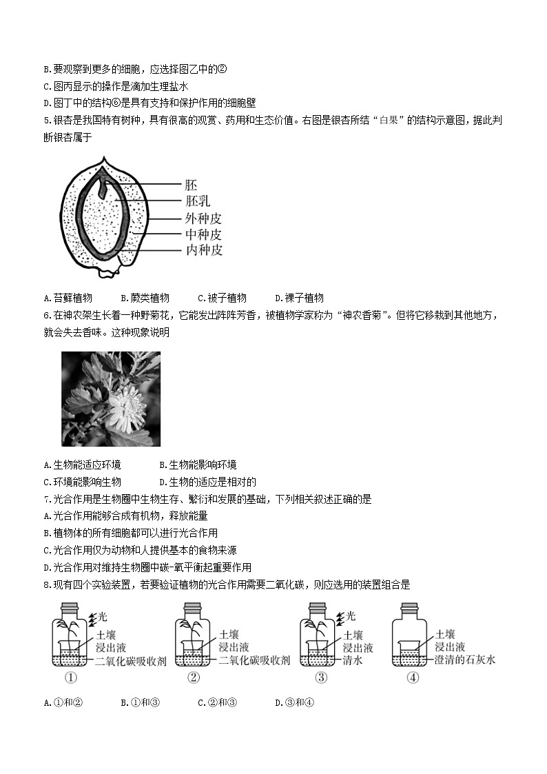 2022年北京市平谷区初中学业水平考试一模生物试题(word版无答案)第2页