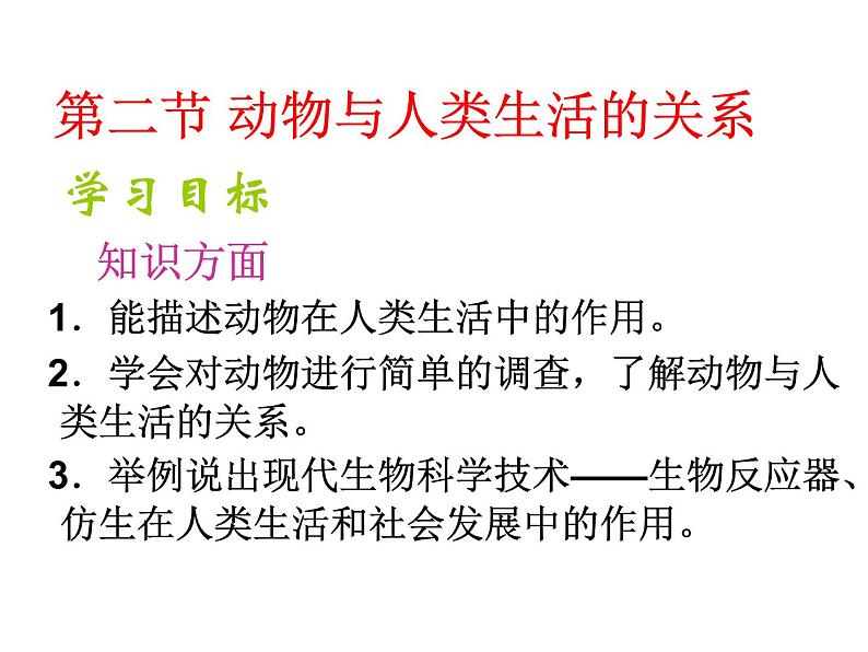 初中生物 鲁科课标版 八年级上册 第二节 动物与人类生活的关系 教学 课件02