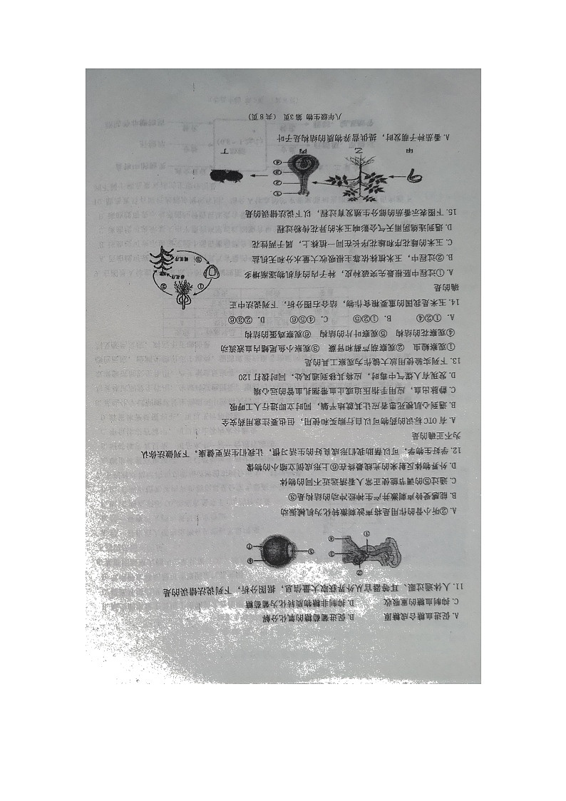 2022年山东省潍坊市诸城市初中学业水平考试第一模块复习自测生物试题03